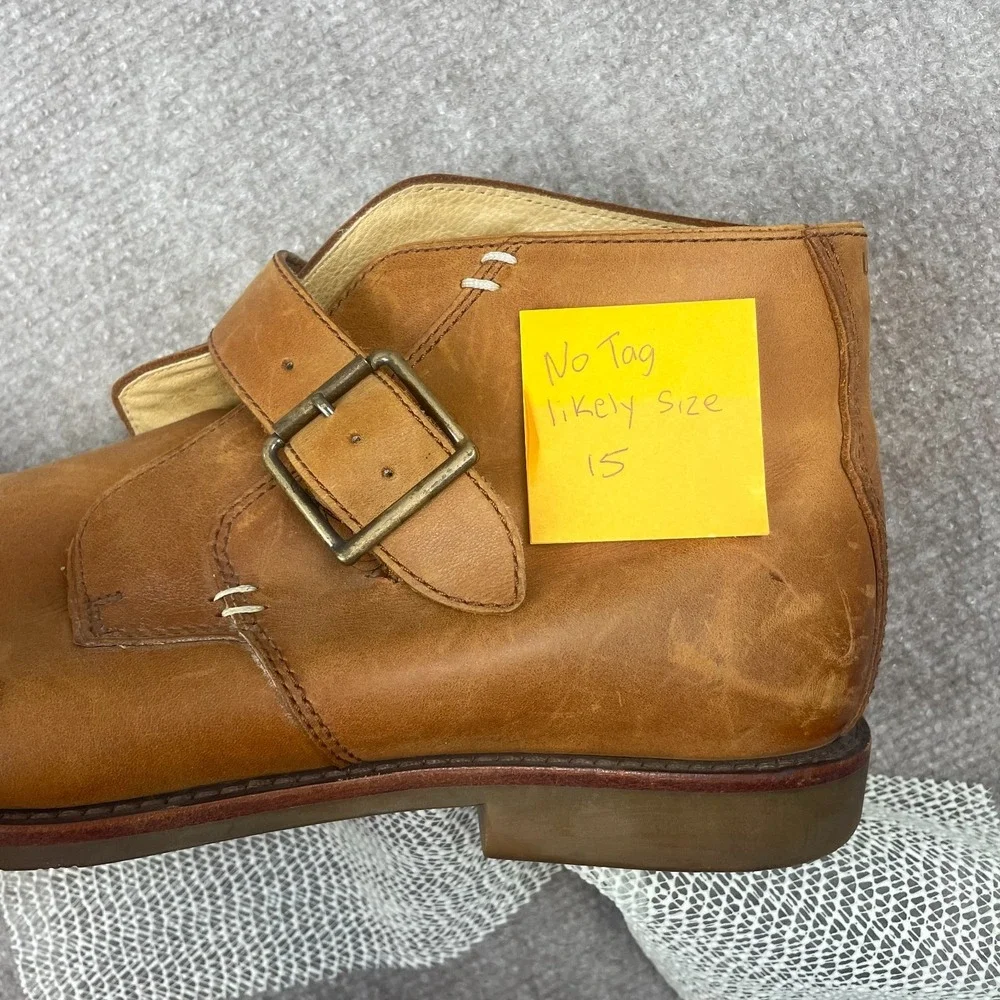 UGG Australia Graham Mens 15 Boots Brown Leather Monk Strap Casual Ankle Boots